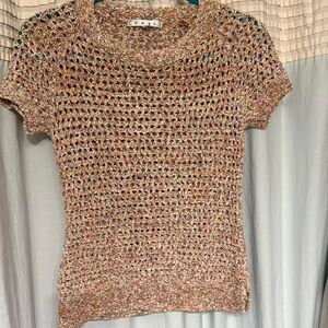 CAbi Multicolor Knit Short Sleeve Sweater